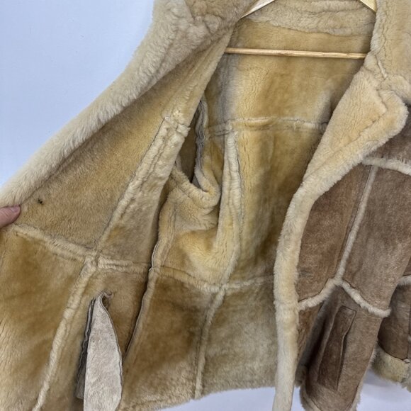 Vintage Sears Shearling Sheepskin Suede Leather Woman M/L Coat Western - Picture 7 of 8